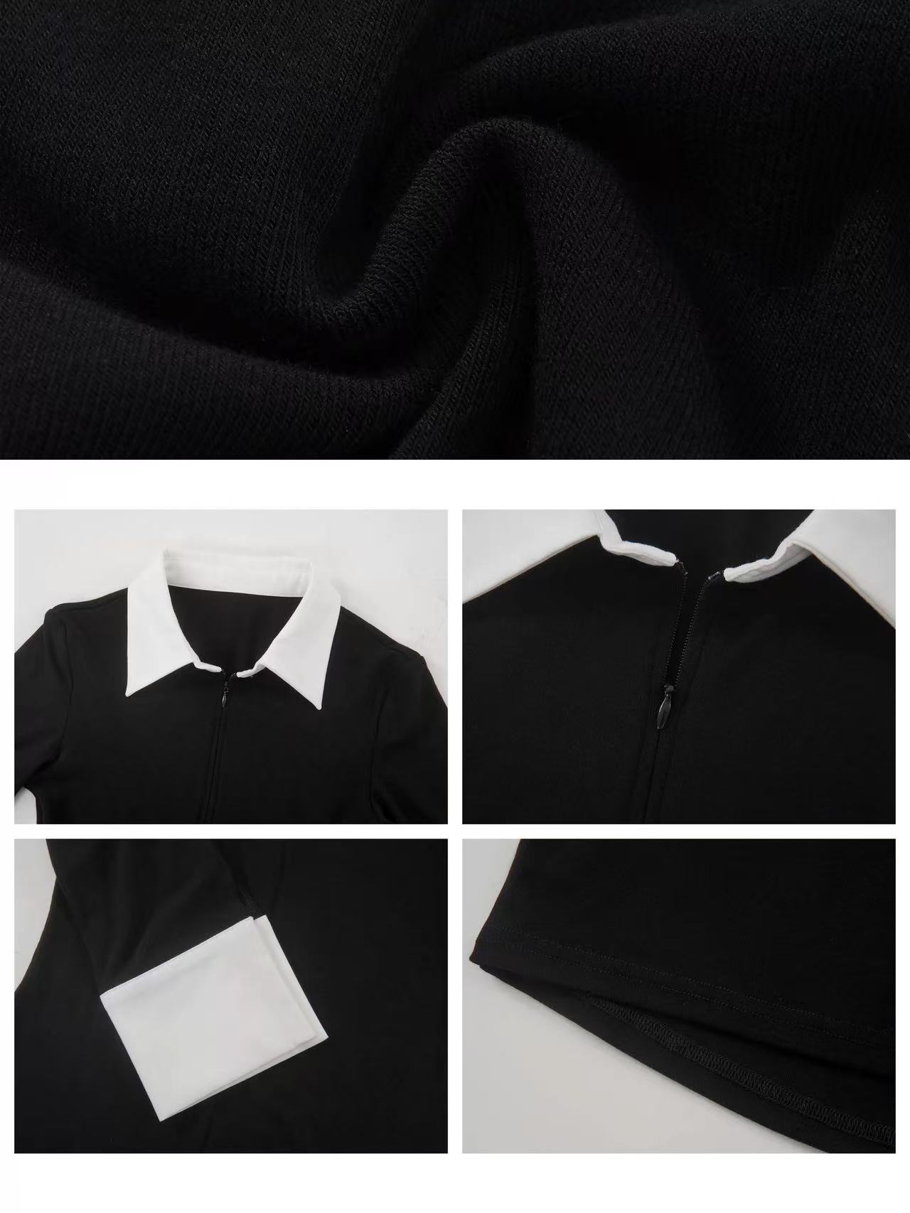 Hot girl shirt collar long sleeve fitted waistband skirting dress