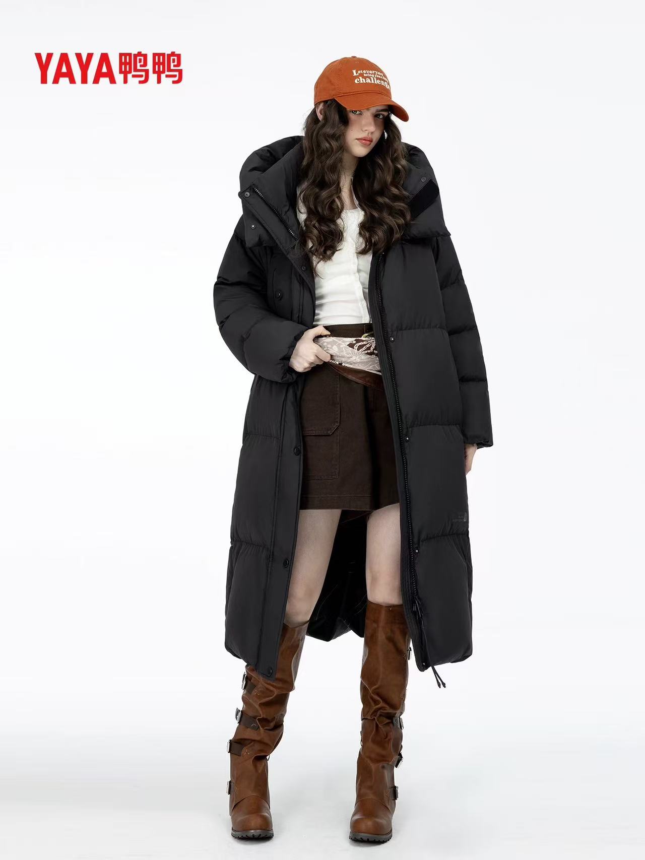 Long new couple's padded down jacket for extreme cold weather