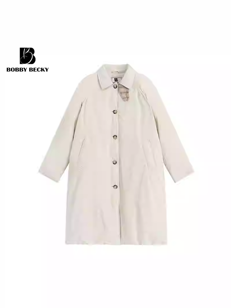 White down jacket with fluffy puff collar, long length, loose fit, no odor, casual retro coat