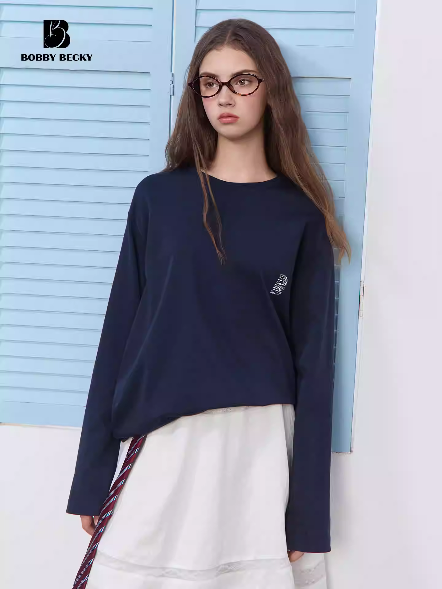 Cotton off-the-shoulder lace printed casual cool oversized long-sleeve T-shirt